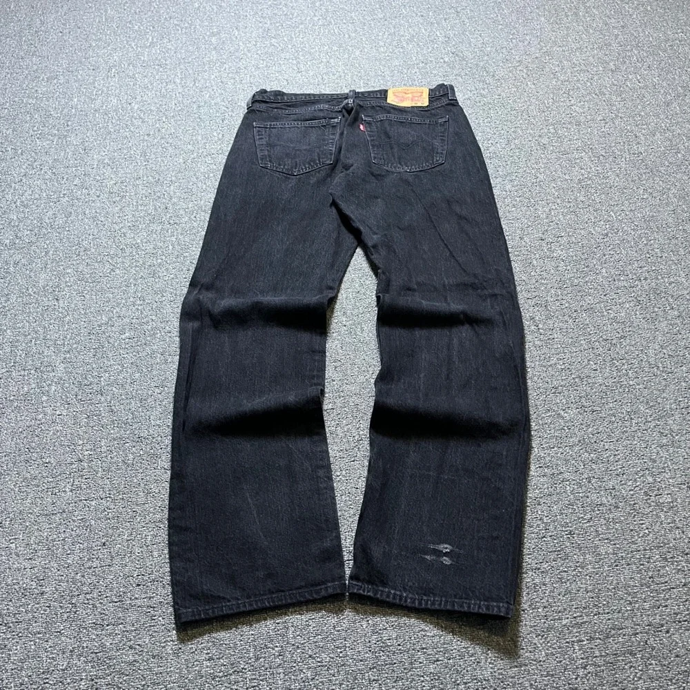 Levi's 501 Original Fit Jeans W32 L32 Black Straight Leg Button Fly Denim Big E